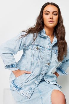 Yours Cazadora Vaquera Azul Claro Lavado, Mujer Curvy Y Tallas Grandes, Yours