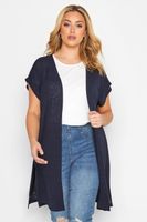 chaleco largo de punto azul marino mujer curvy y tallas grandes yours