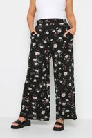 yours pantalon ancho negro de margaritas mujer curvy y tallas grandes yours