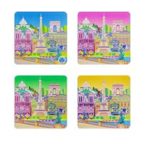 set de 4 posavasos   vaso  10 x 10 x 1 cm