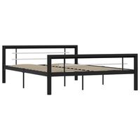 estructura de cama de metal negro y blanco 120x200 cm