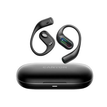 CANYON OnFlow 12 - Auriculares inalámbricos abiertos, BT 5.4, 4 micrófonos ENC, 50 horas de reproducción total, conducción de aire, diseño de gancho para la oreja, auriculares deportivos ligeros