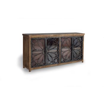 Aparador De Madera De Mango Y Toques En Metal Negro
