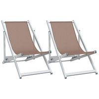 pack 2 uds sillon de playa sillas de playa plegables aluminio y textilene marron