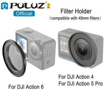 PULUZ Soporte de filtro de 49mm para DJI Osmo Action 6 / Action 5 Pro / Action 4, adaptador de filtro de cámara marco de filtro protector de Metal
