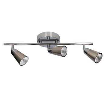 Proyector triple led acero plateado 50x16x16 cm