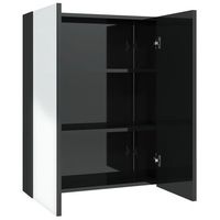 armario de espejo de bano  mueble de bano mdf negro brillante 60x15x75 cm