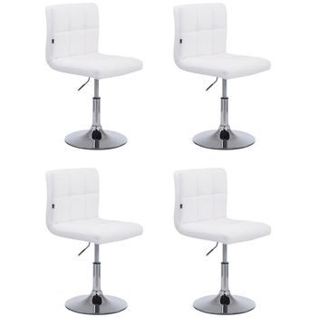 Set De 4 Sillas Lounger Palma En Polipiel Simil Cuero Blanco 49x44x74 Cm Clp