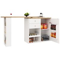 mesa alta giratoria blanca de mdf 105 x 39 x 102 cm con cajones y almacenaje