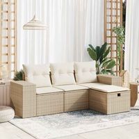 juego de sofas jardin con cojines 4 uds  juego de muebles de jardin ratan sintetico beige cfw93933