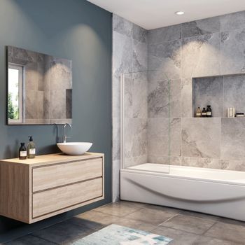 Mampara De Bañera Perfil Gris Mate Abatible 1 Hoja 80x140cm Aica