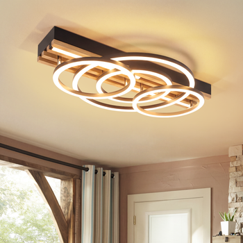 Lámpara De Techo Led Anular Geométrica Moderna 50cm Y 60w Regulable Con Mando A Distancia Para Salón Y Comedor Zmh