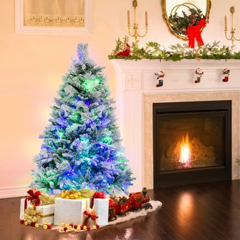 136cm/180cm Árbol De Navidad Artificial Con Agujas De Pino Y 8 Modos De Iluminación-136cm Cfw76114