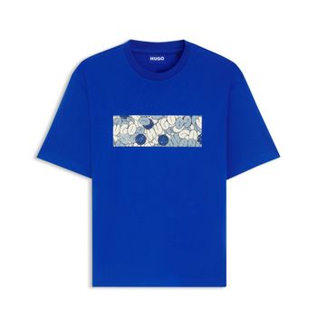 Hugo Blue Camiseta de punto de algodón con ilustración 50545128-493