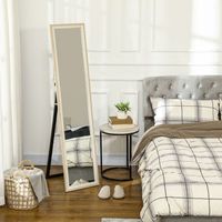 espejo de cuerpo entero de mdf vidrio homcom 157x37 cm blanco natural