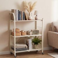 carrito de almacenaje metalica 105x86x345cm plegable con ruedas blanco