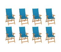 sillas de jardin reclinables con cojines 8 unidades teca maciza