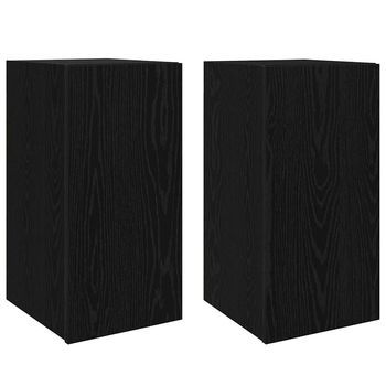 Mueble De Tv De Pared 2 Uds | Mueble De Salón | Gabinete De Tv Roble Negro 30,5 X 30 X 60 Cm