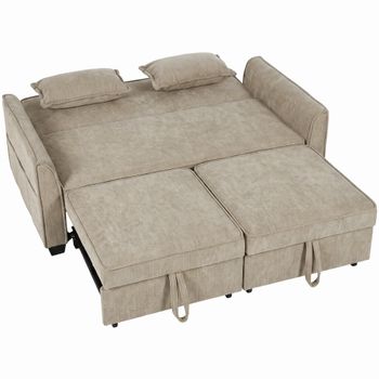 HOMCOM Sofá Convertible 2 Plazas 4 en 1 Sofá Cama Esquinero de Chenilla 167 cm con Respaldo Regulable Marrón   Aosom España