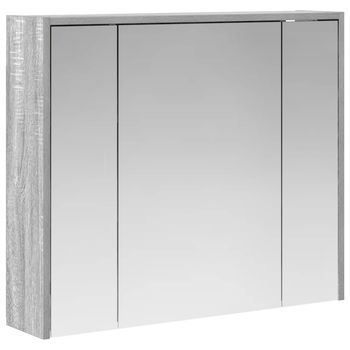Armario Con Espejo De Baño Gris Sonoma 73,5 X 16 X 62,5 Cm Vidaxl