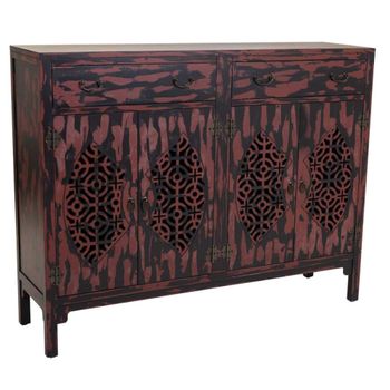 Aparador de madera rojo 136x36x106