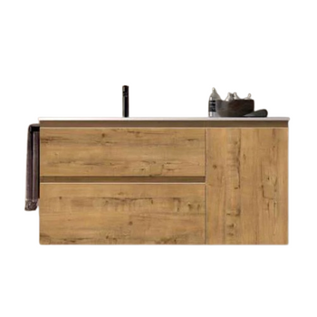 Mueble Baño 2 Cajones + Puerta - Lavabo Bajo Encimera Mod Carmen - 120 Cm X 46 Cm - 4 Cajones + Puerta - Encimera Lavabo Aire Porcelana Blanca