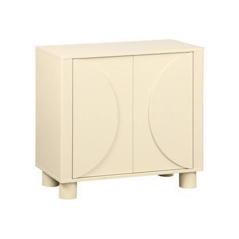 Aparador  Efecto Madera De Mango Con 2 Puertas, 80cm, Beige