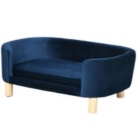 pawhut sofa para perros pequenos con patas de madera funda lavable y cojin desmontable 86x55x33 cm azul