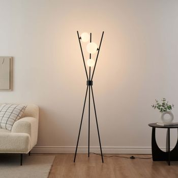 Lámpara de pie metal y vidrio  165 cm