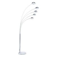 lampara de pie metal cromado plateado 210 cm 5 brazos arco orientable moderno flinders