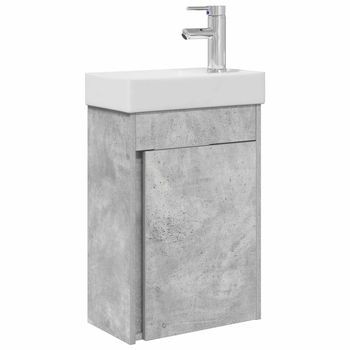 Módulo De Baño Con Grifería Gris Hormigón 40,5 X 22,5 X 62 Cm Vidaxl