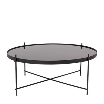 Mesa de centro negra de cristal templado y acero