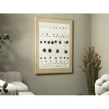 Cuadro Abst. Puntos Negros En Fondo Blanco 92x4x122cm