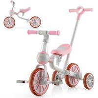 4 en 1 triciclo para ninos pequenos bicicleta triciclo para bebes costway 37 x 72 x 101 cm rosa