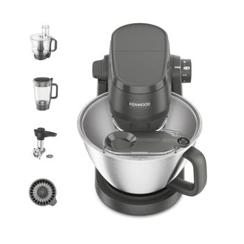 Kenwood Batidora amasadora con soporte Multi Tasker gris con procesador de alimentos, batidora picadora KHC30.070GY