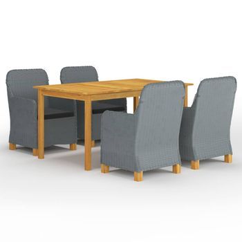 Juego De Comedor Para Jardín De 5 Piezas Gris Claro Vidaxl