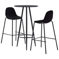 conjunto de mesa alta y taburetes 3 uds  mueble jardin mesa y sillas tela negro cfw399461