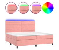 cama box spring colchon y led terciopelo rosa 200x200 cm rayas horizontales