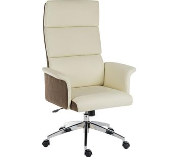Elegance High Faux-Leather Executive Chair - Cream & Brown, Cream