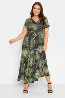 yours vestido verde cruzado de hojas tropicales mujer curvy y tallas grandes yours