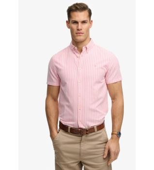 Superdry para hombre. M4011101A Camisa Oxford Preppy de manga corta a rayas coral (XXL), Casual, Algodón