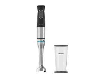 Batidora de mano - Cecotec Katana 15 Jar B, 1500W, 21 velocidades, Función turbo, Pie XL, Vaso 800ml, Cuchillas 4 hojas, Perreo Move, Negro