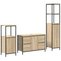 juego de muebles de bano 3 uds roble sonoma y negro vidaxl