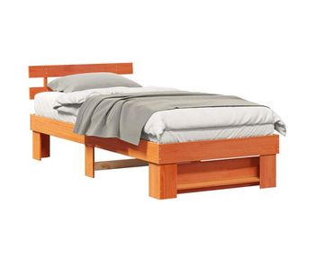 Estructura de cama simple para adultos con cabecera - marrón cera 80 x 200 cm