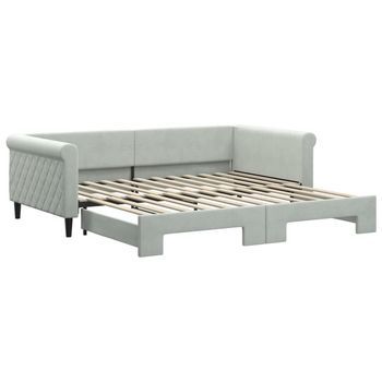 Sofá Cama | Cama Para Adulto | Sofá Convertible Nido Terciopelo Gris Claro 100x200 Cm