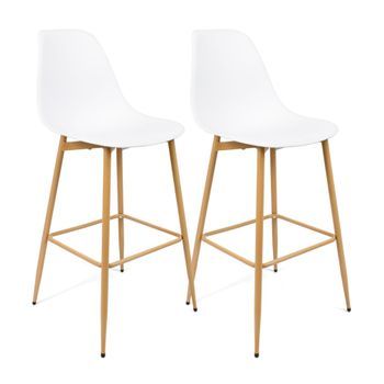 Conjunto De 2 Taburete De Polipropileno Y Metal - Ancho. 47 X Alto. 113 X Profundo. 50 Cm - Blanco