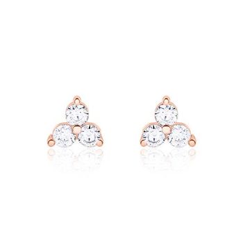 Pendientes de circonita plata 925, baño de oro rosa