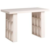 escritorio para oficina en casa estilo escandinavo con almacenaje de mdf 120 x 60 cm 18 estantes beige claro elura
