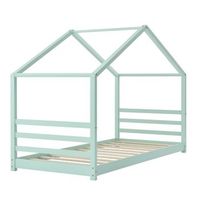 cama infantil house cabin con somier de laminas de madera de pino menta 90 x 200 cm 030005507