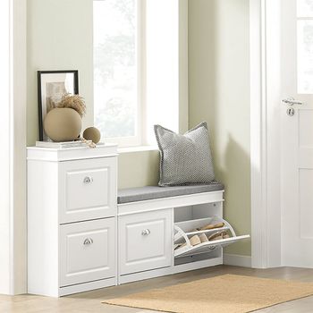Armario zapatero mdf, lacado blanco/gris
